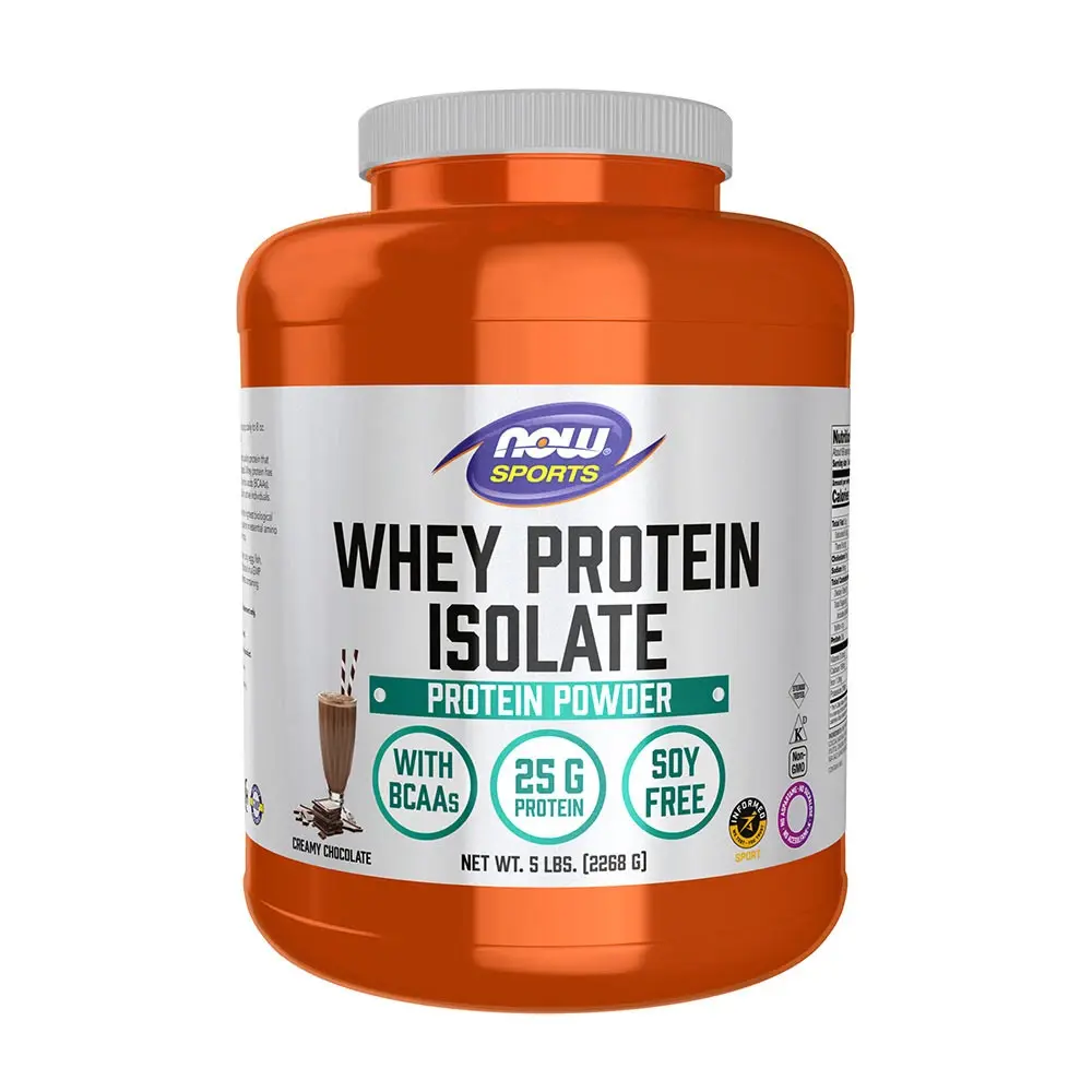 NOW Foods vassleproteinisolat med chokladsmak i 2268 grams burk