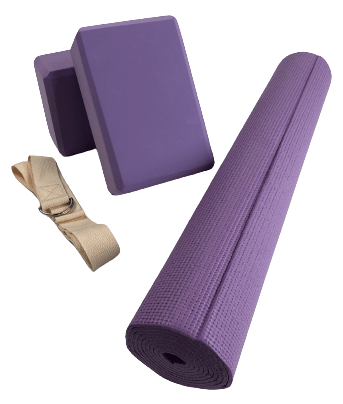 Odin Yoga Set med matta, block och bälte i lila