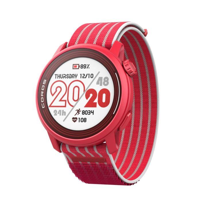 Coros Pace 3 löparklocka i röd Track Edition-färg med nylonarmband