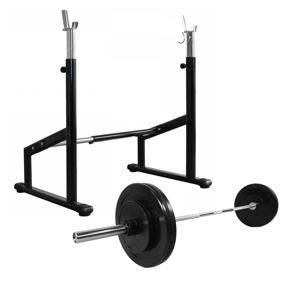 Odin Olympic Skivstångsset 50 kg med squat rack och bumperplates