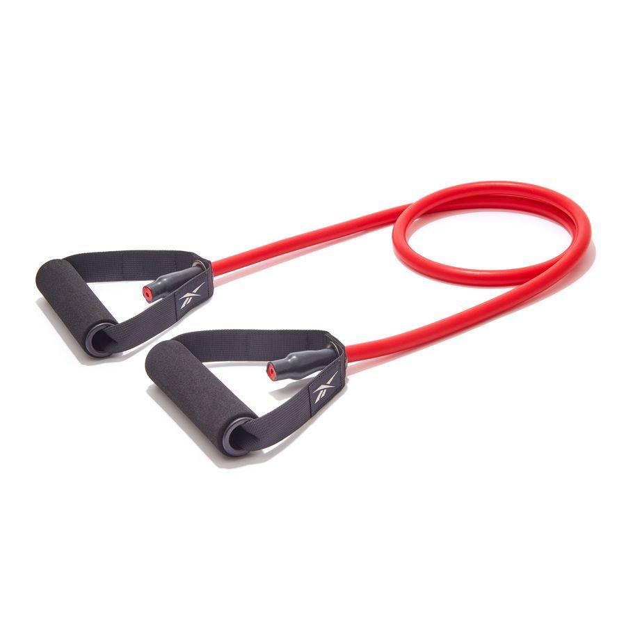 Reebok Resistance Tube Medium röd med ergonomiska skumhandtag